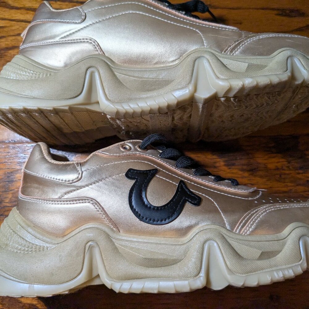 True Religion Men's Kendrick Gold FX Chunky Heel Sneakers